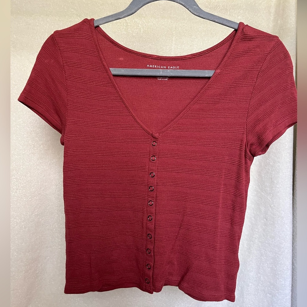 Small Button Up American Eagle Crop Top